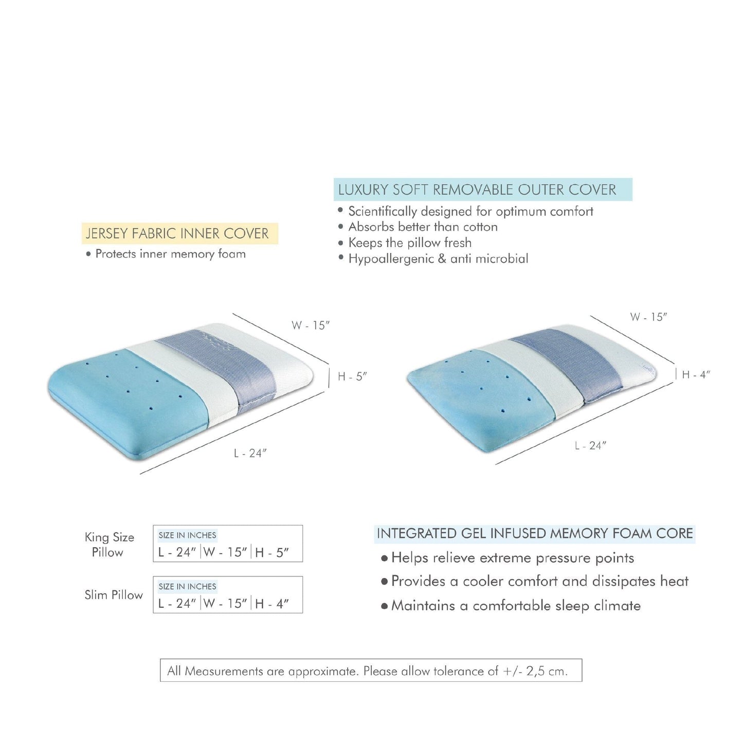 Allure - Mr. & Mrs. Combo - Cooling Gel Memory Foam Regular Pillows - Medium Firm Combo-Regular-Pillow The White Willow