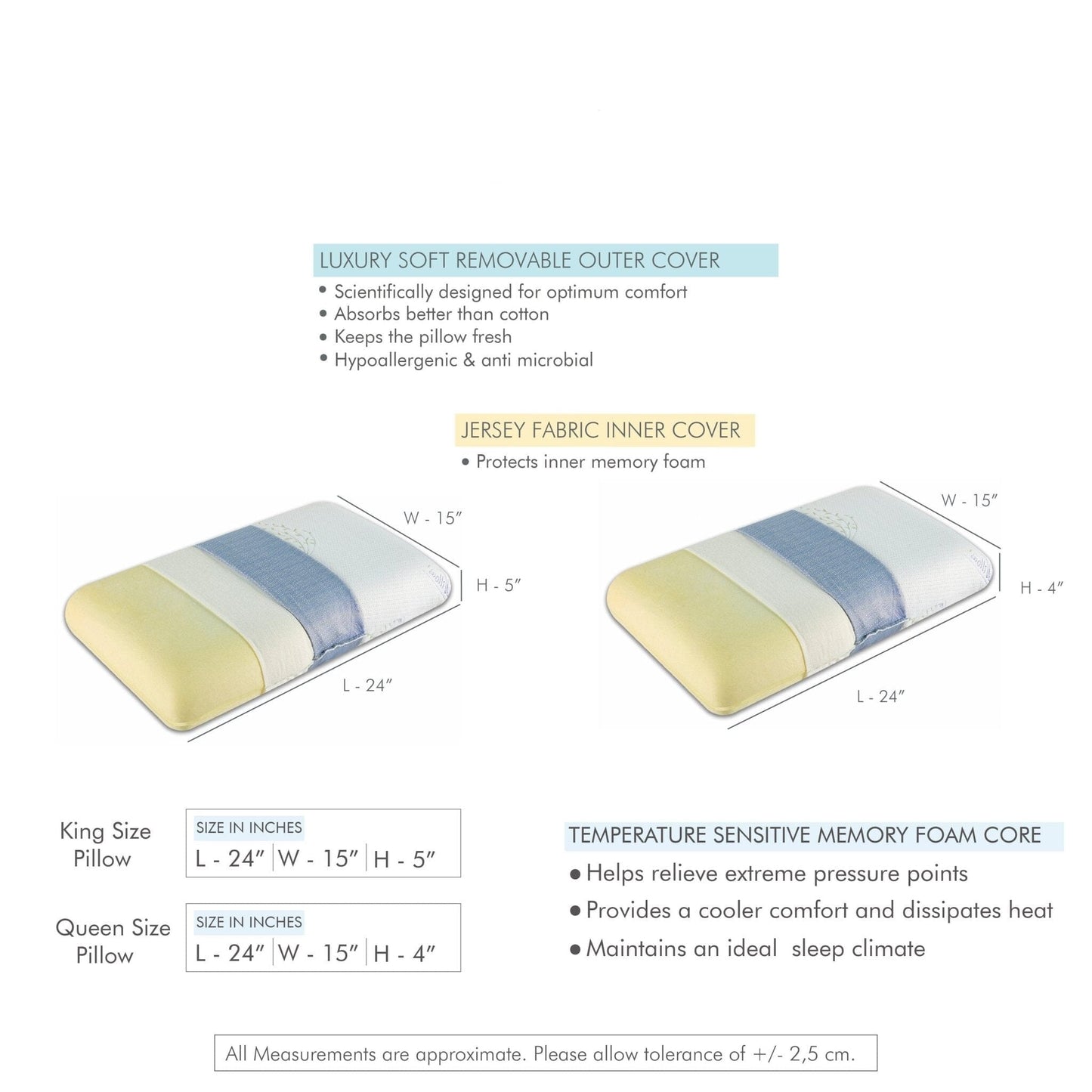 Amour - Mr. & Mrs. Combo - Memory Foam Regular Sleeping Pillows - Medium Firm Combo-Regular-Pillow The White Willow