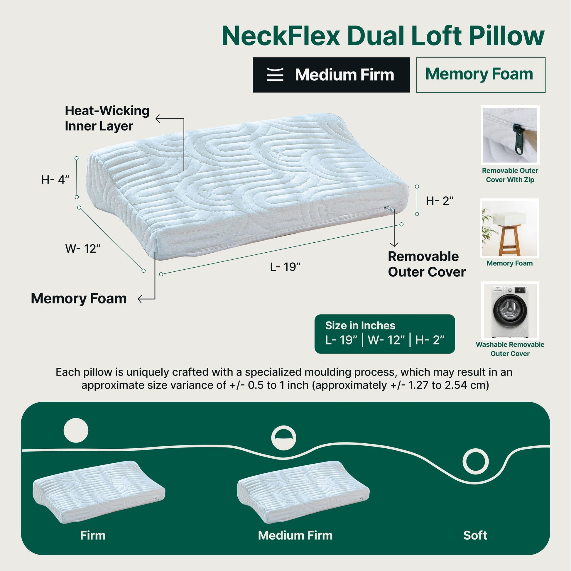 NeckFlex Dual Loft Pillow - Contour Pillow - The White Willow