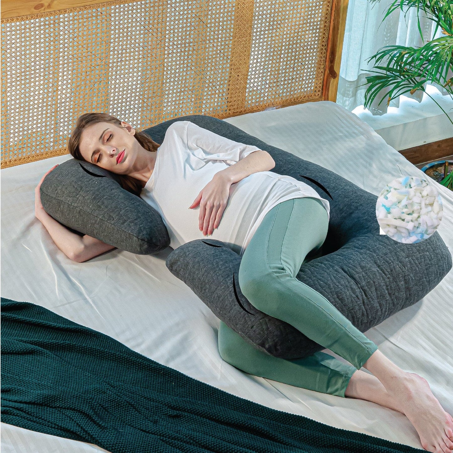 C - Shape Pregnancy Pillow - Blissful Bump Whisper - Pregnancy Pillow - The White Willow