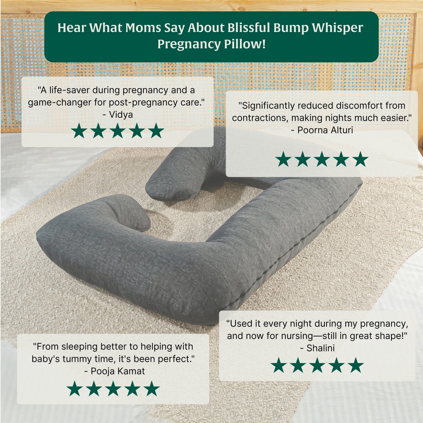 C - Shape Pregnancy Pillow - Blissful Bump Whisper - Pregnancy Pillow - The White Willow