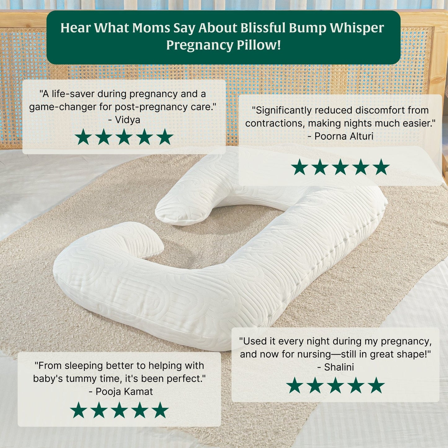 C - Shape Pregnancy Pillow - Blissful Bump Whisper - Pregnancy Pillow - The White Willow