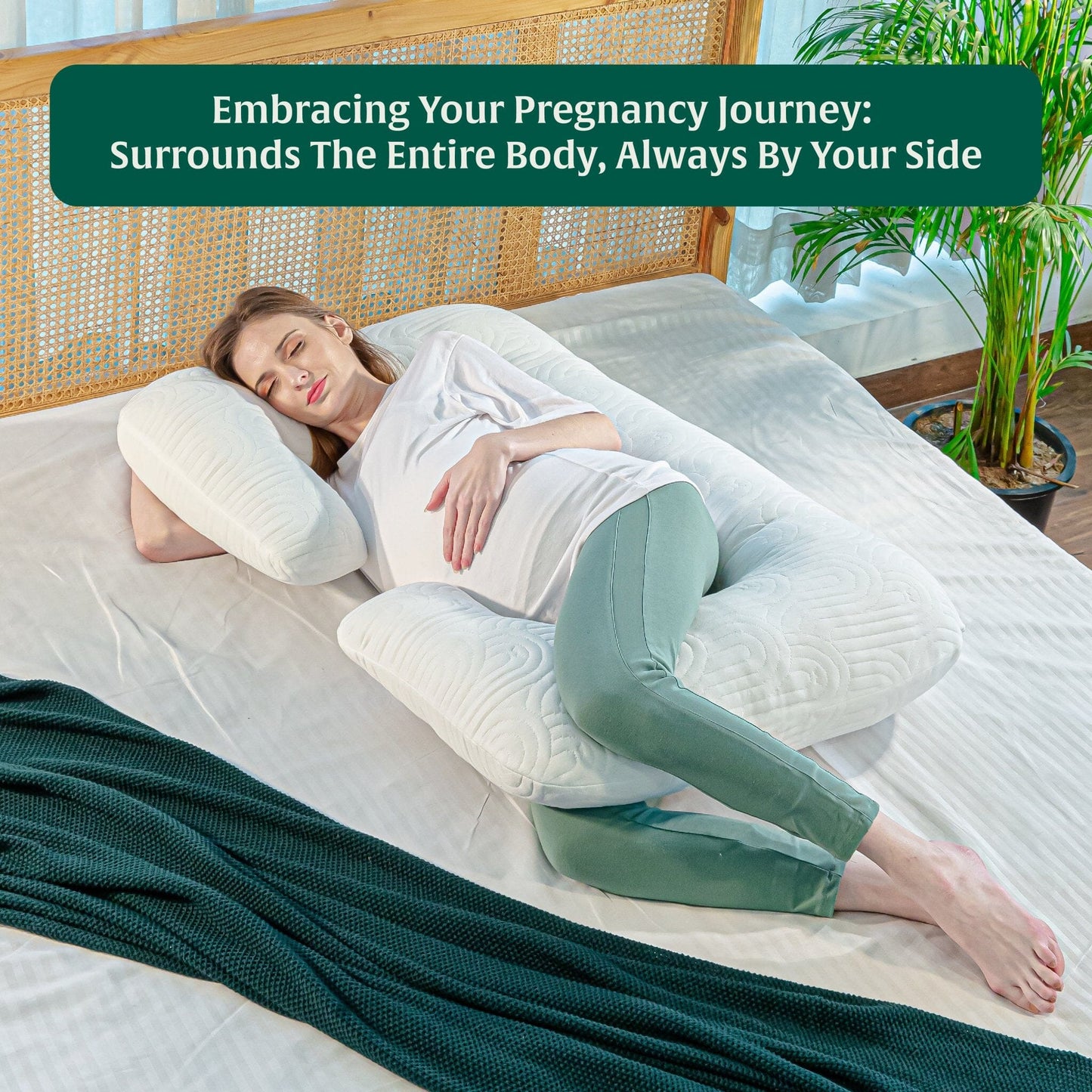 C - Shape Pregnancy Pillow - Blissful Bump Whisper - Pregnancy Pillow - The White Willow