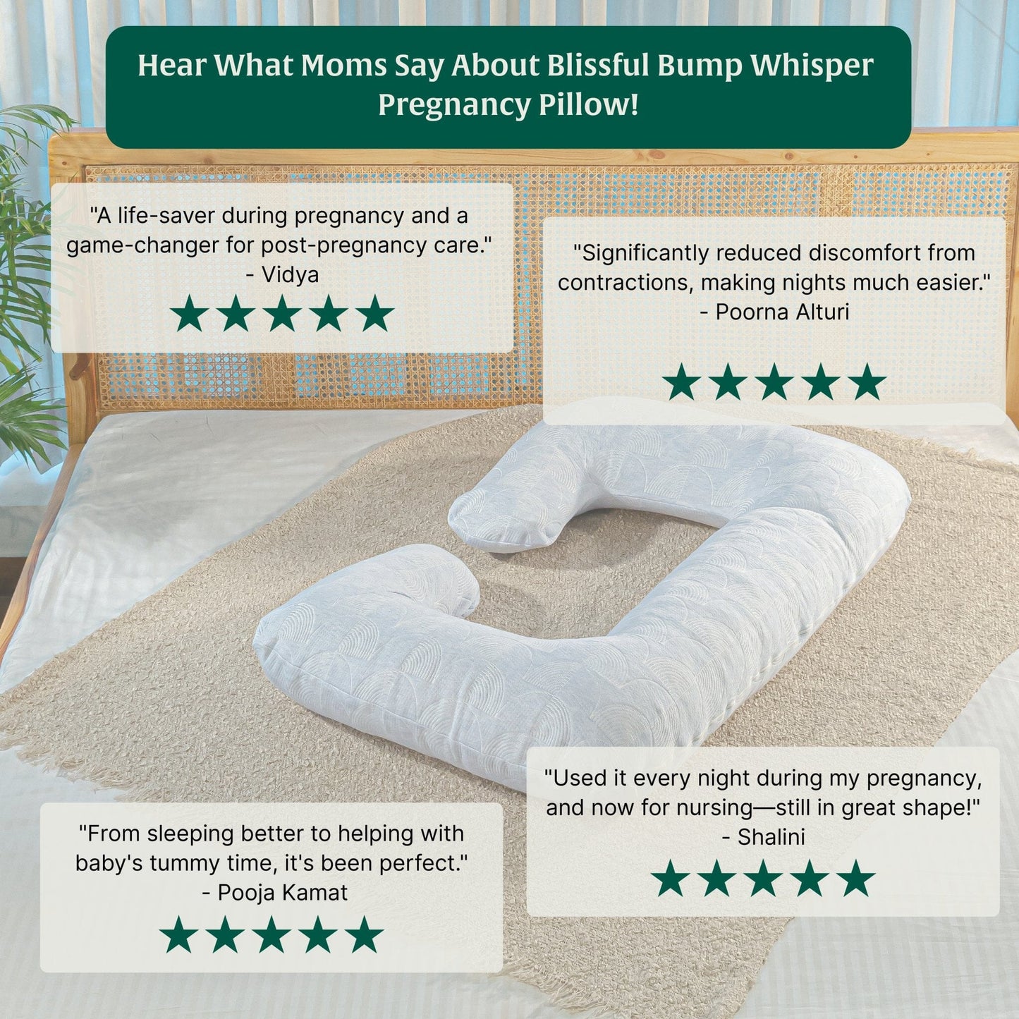 C - Shape Pregnancy Pillow - Blissful Bump Whisper - Pregnancy Pillow - The White Willow