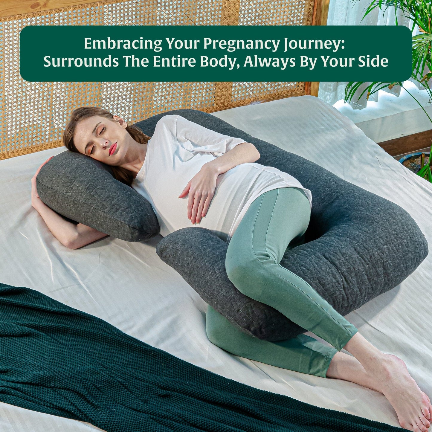C - Shape Pregnancy Pillow - Blissful Bump Whisper - Pregnancy Pillow - The White Willow