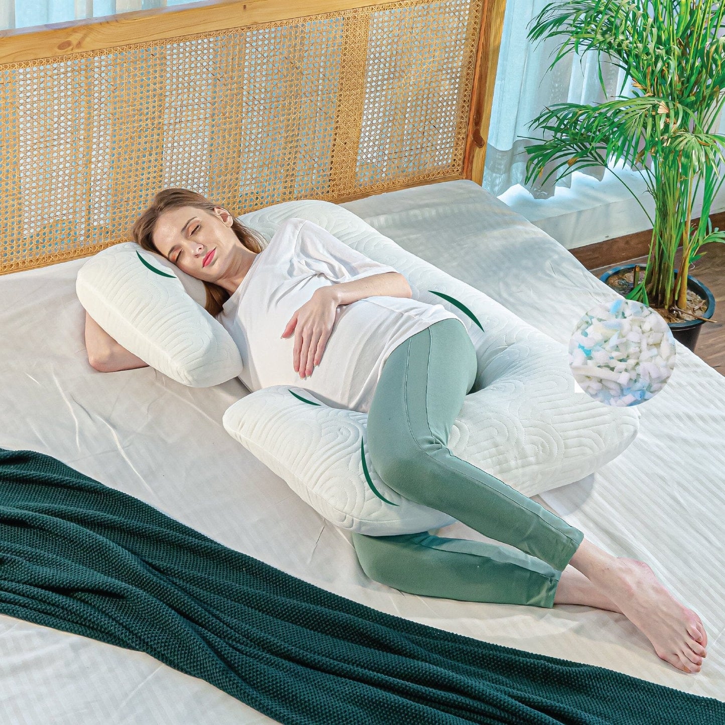 C-Shape Pregnancy Pillow - Blissful Bump Whisper Pregnancy Pillow The White Willow Creamy Calm