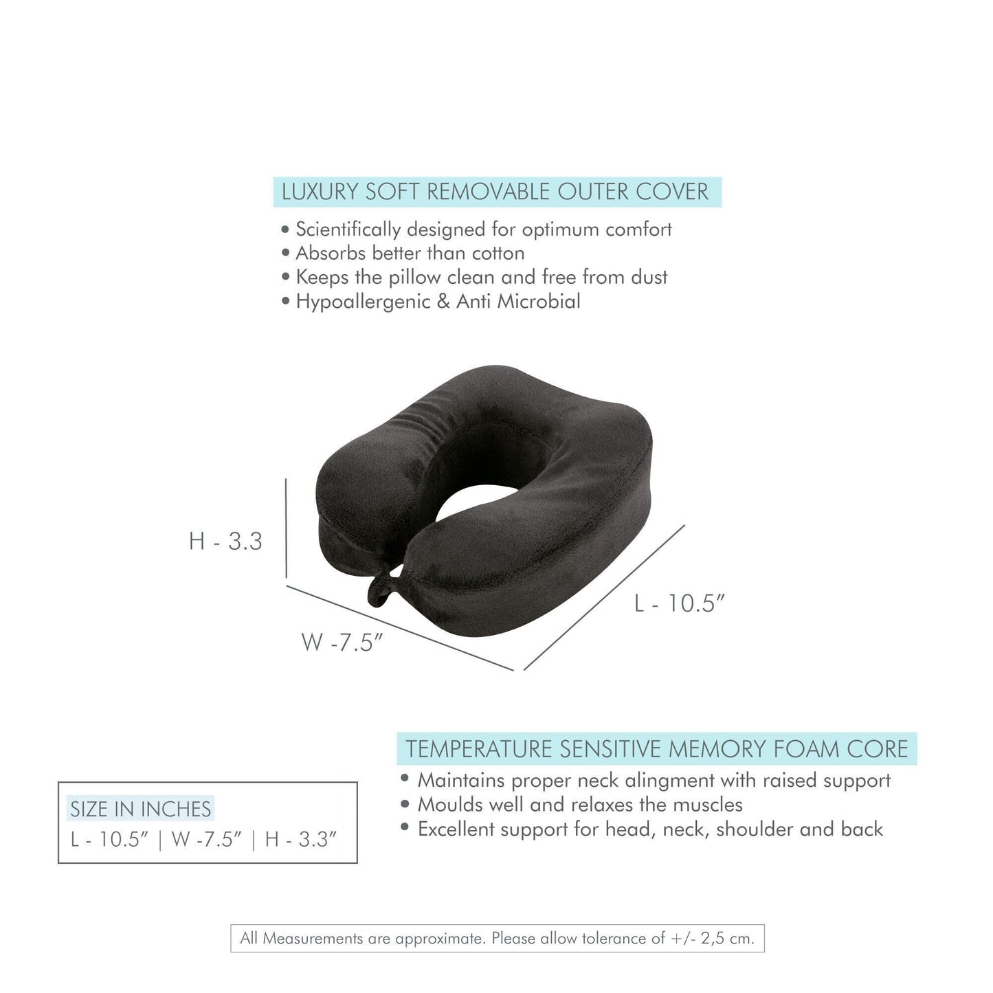 Carnival - Memory Foam Travel Neck Pillow & Junior Size Sleeping Bed Pillow - Soft Combo-3-8 Years-Baby-Pillow The White Willow