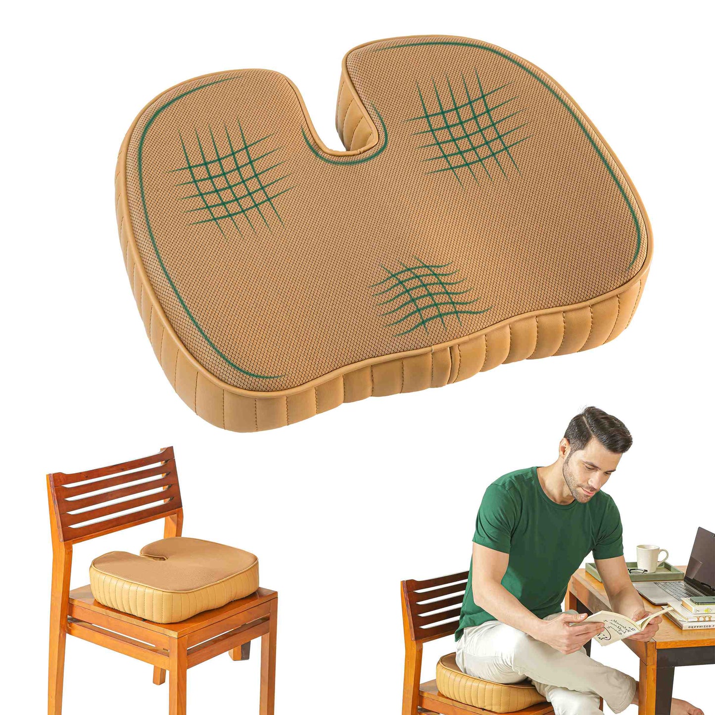 Coccyx ComfortCore Cushion Seat Cushion The White Willow Soft ~ Memory Foam ~ Below 60 kg Sunshine