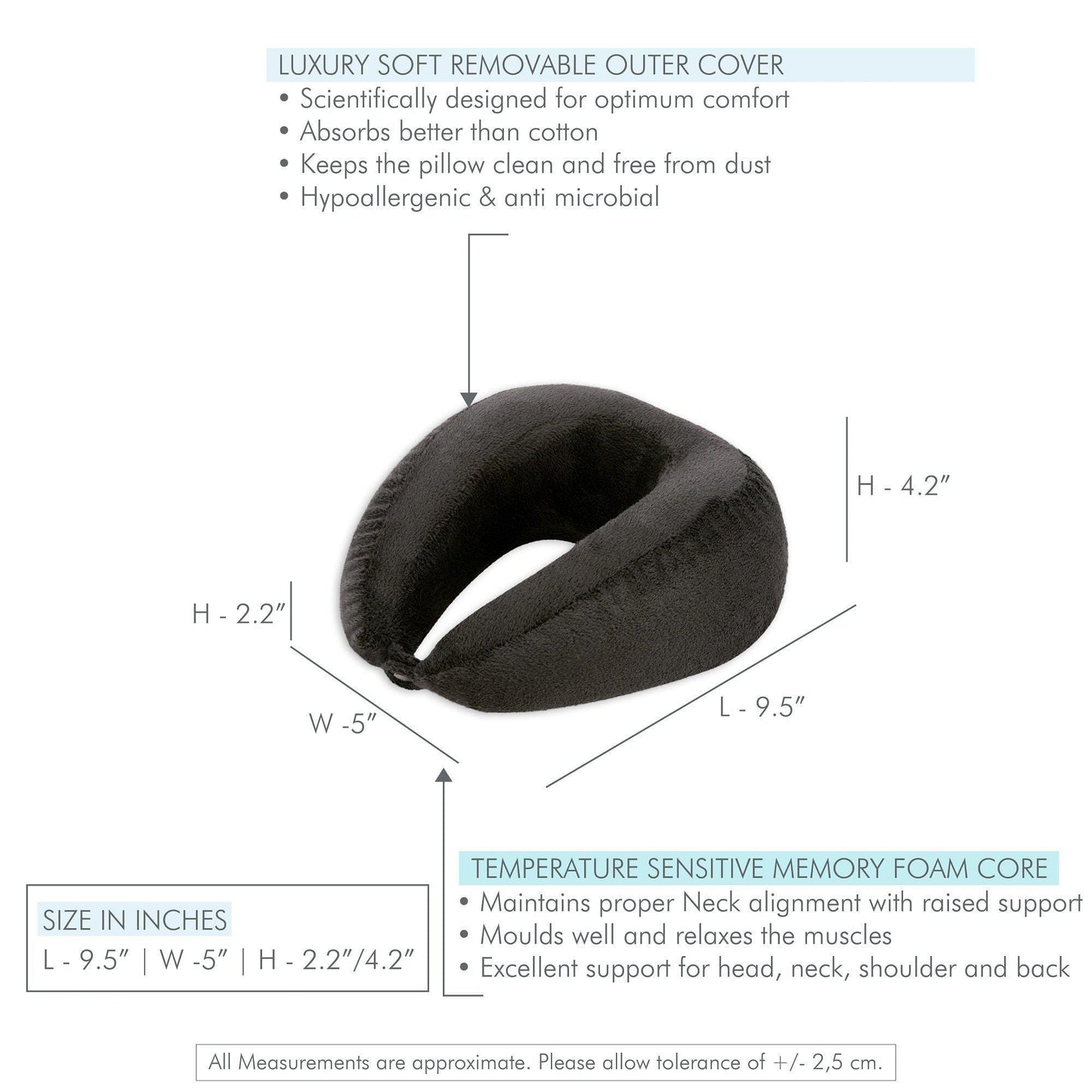 Comfy - Memory Foam U Shaped Neck Rest Travel Cushion & Junior Size Sleeping Bed Pillow - Soft Combo-3-8 Years-Baby-Pillow The White Willow