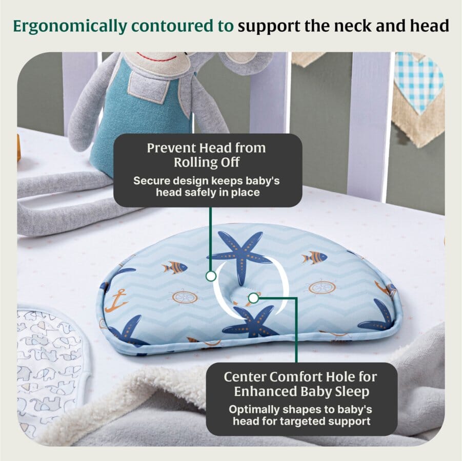 Crescent Comfort Baby Pillow Baby-0-12 Months-Pillow The White Willow