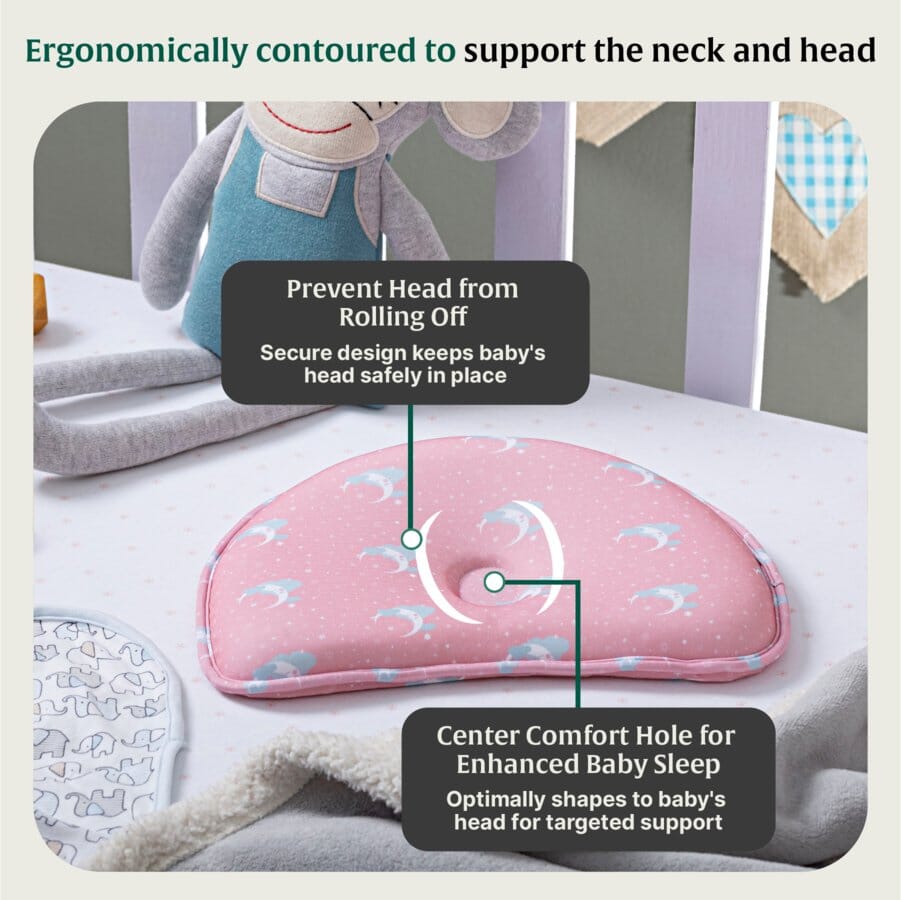 Crescent Comfort Baby Pillow Baby-0-12 Months-Pillow The White Willow