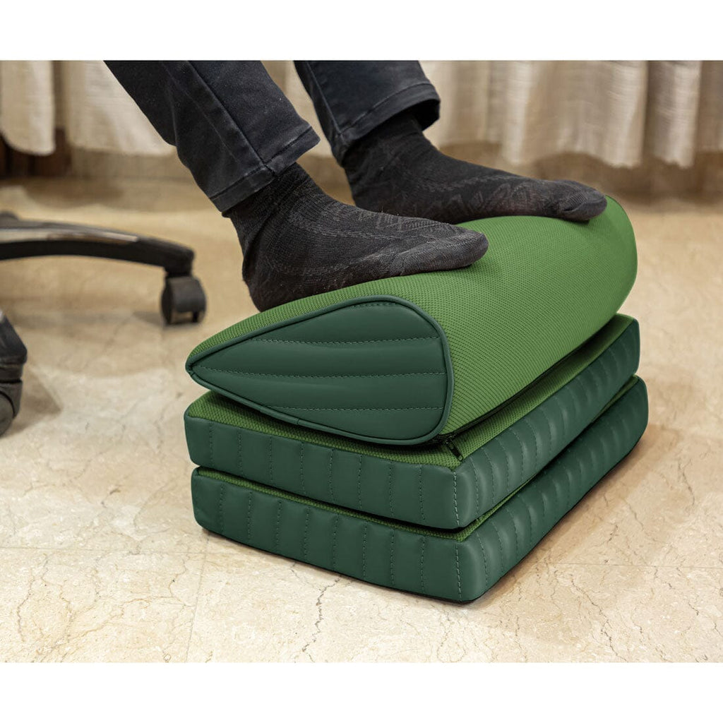 Daniel - High Resilience (HR) Foam Foot Rest Cushion for Feet & leg Support - Firm Foot Rest Cushion The White Willow Adjustable Footrest- 3Layers Dark Green 