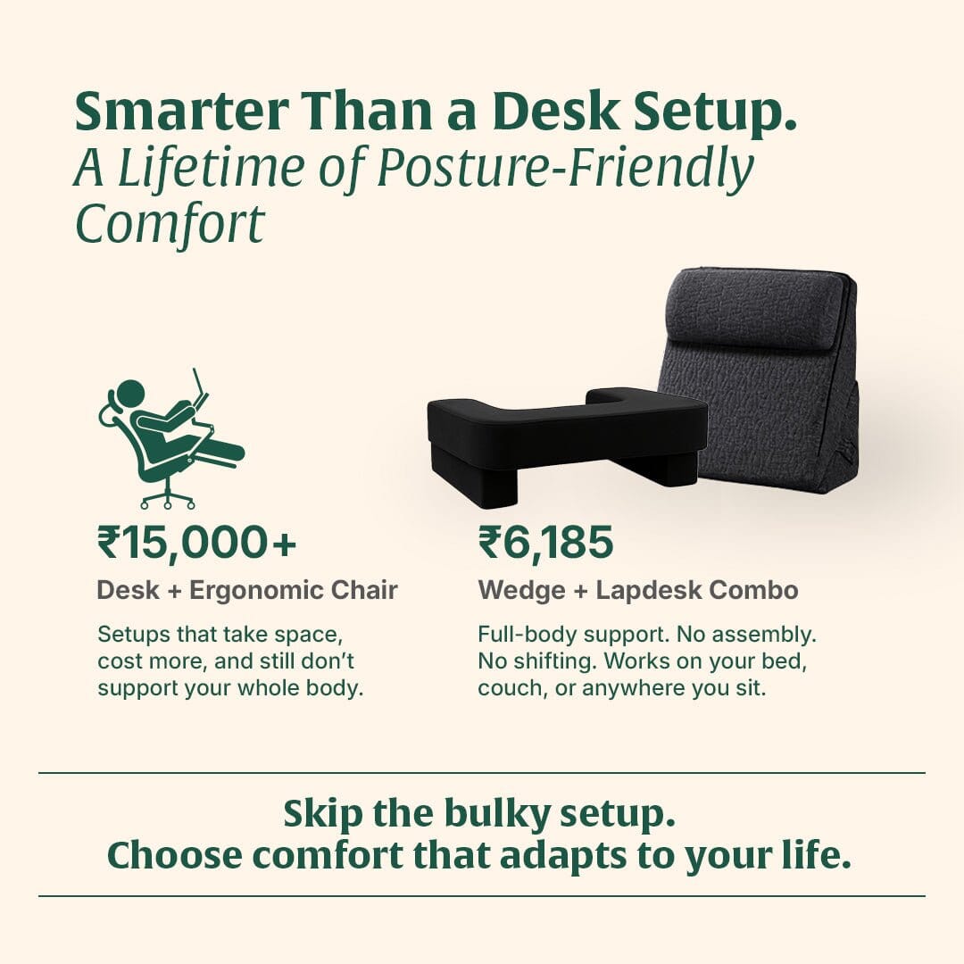 DualEase Comfort Set | ComfortPro Lapdesk Pillow & Adjustable Wedge Pillow with Headrest Combo The White Willow