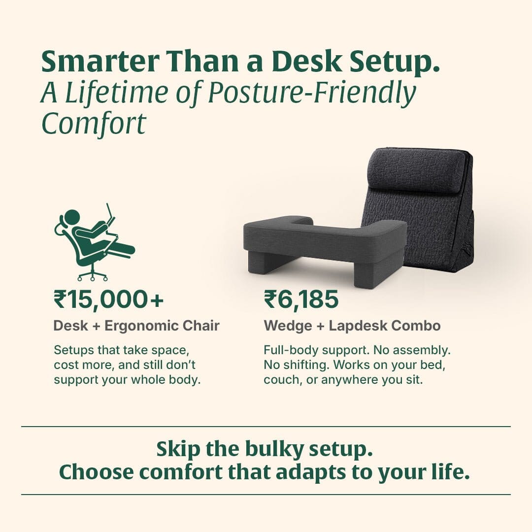 DualEase Comfort Set | ComfortPro Lapdesk Pillow & Adjustable Wedge Pillow with Headrest Combo The White Willow