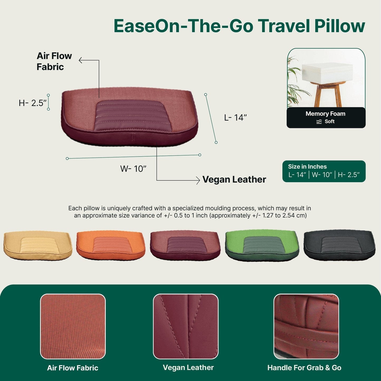 EaseOn-The-Go Travel Pillow Lumbar Back Support The White Willow