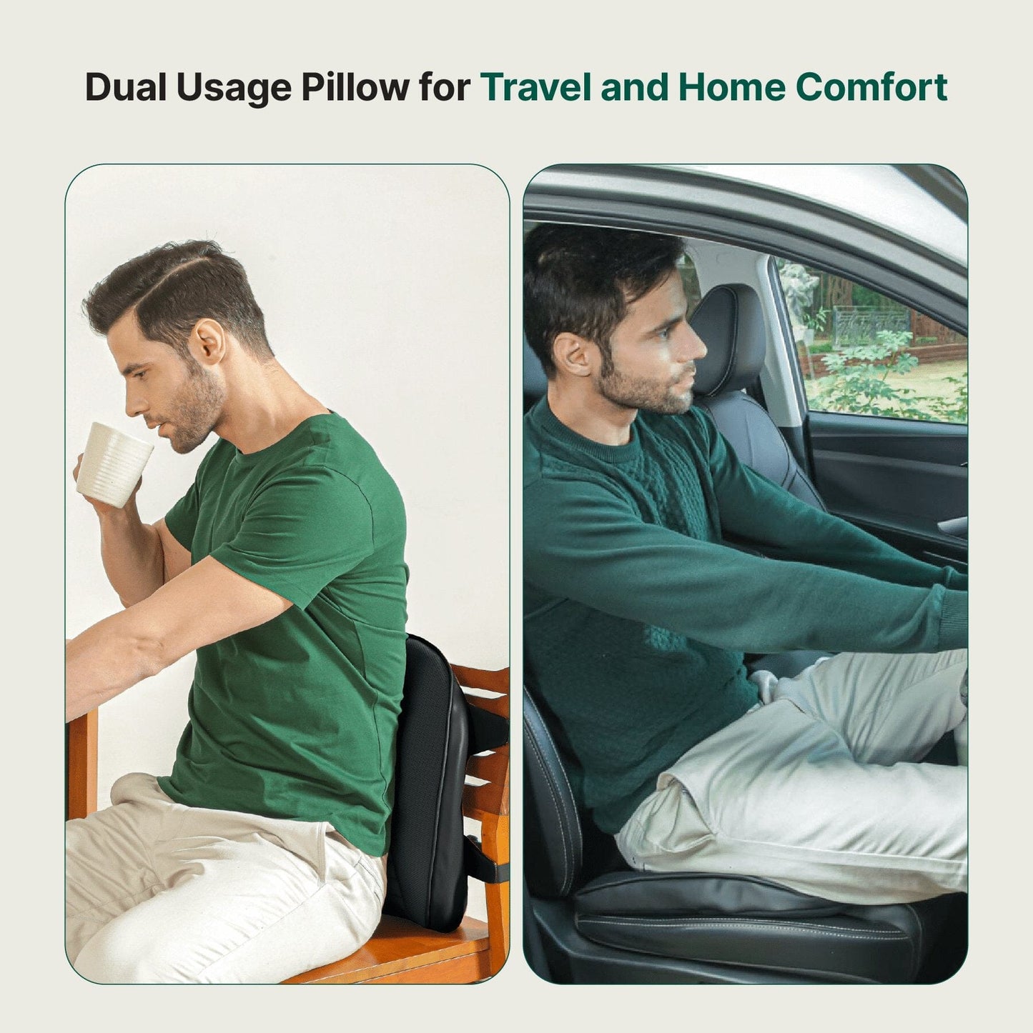EaseOn-The-Go Travel Pillow Lumbar Back Support The White Willow
