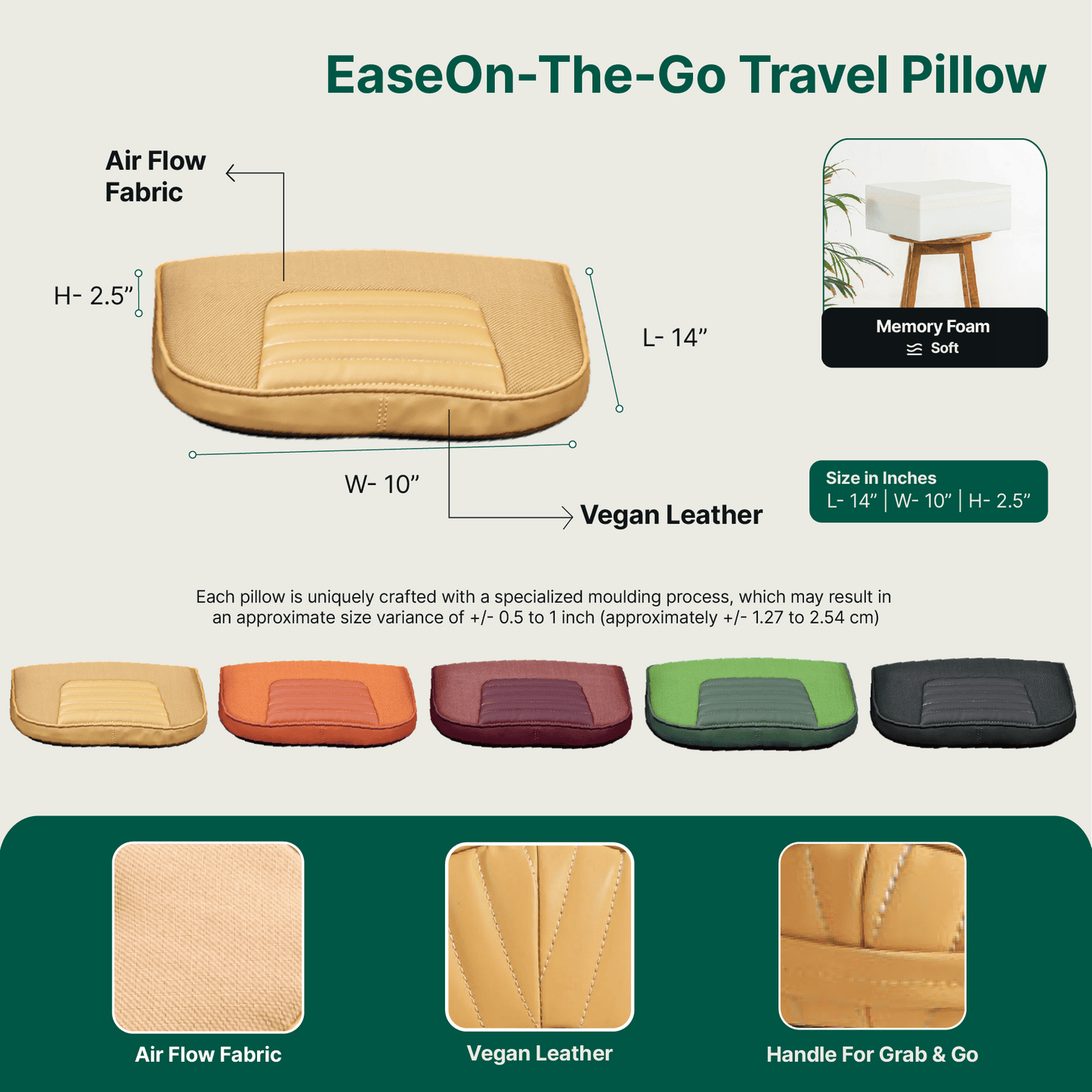 EaseOn-The-Go Travel Pillow Lumbar Back Support The White Willow