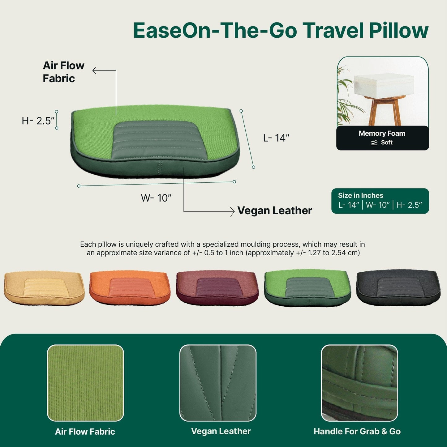 EaseOn-The-Go Travel Pillow Lumbar Back Support The White Willow