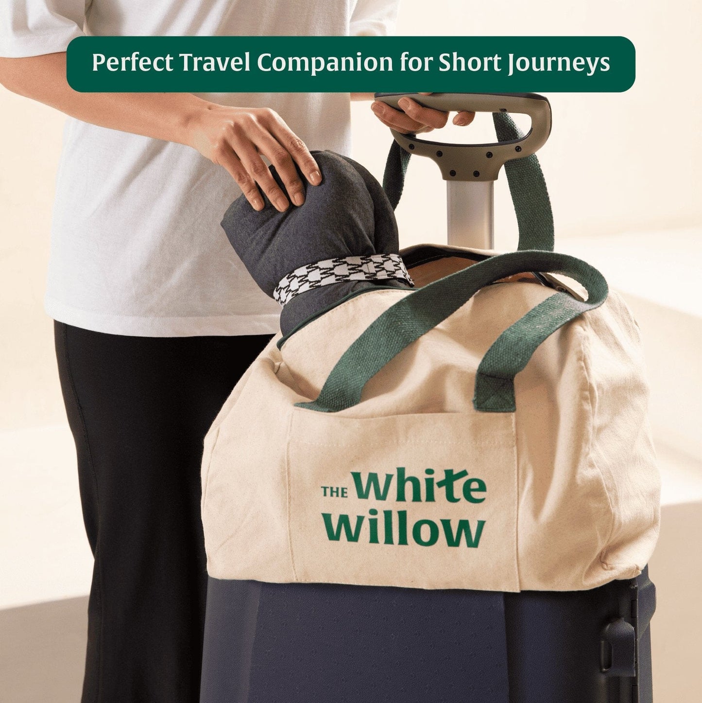 EaseOn-The-Go Travel Pillow Lumbar Back Support The White Willow
