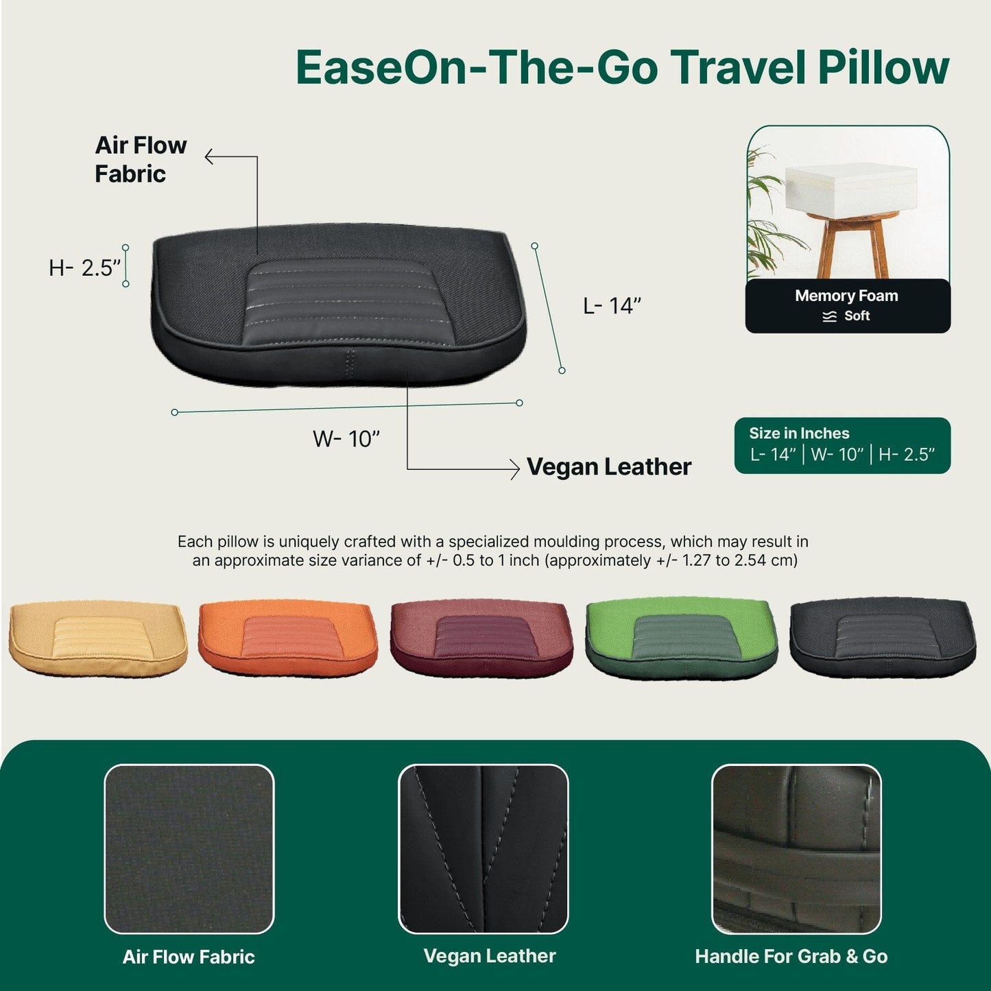 EaseOn-The-Go Travel Pillow Lumbar Back Support The White Willow