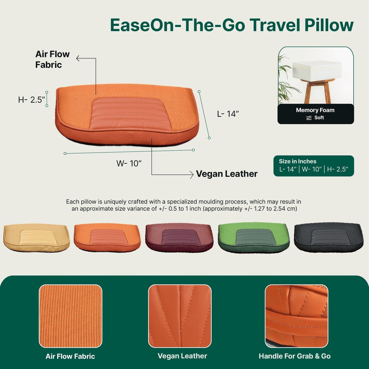 EaseOn-The-Go Travel Pillow Lumbar Back Support The White Willow