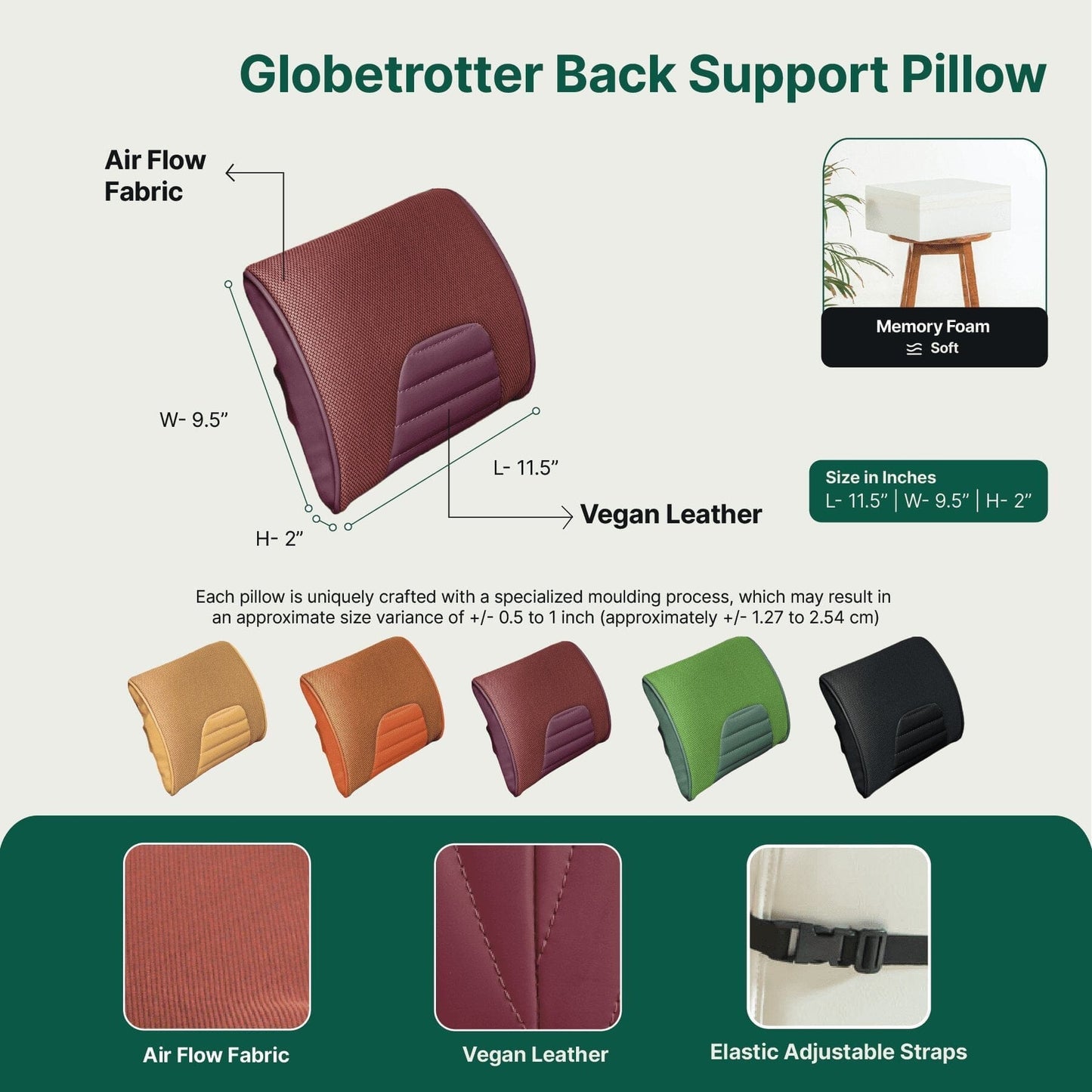 Globetrotter Back Support Pillow Travel Pillow The White Willow