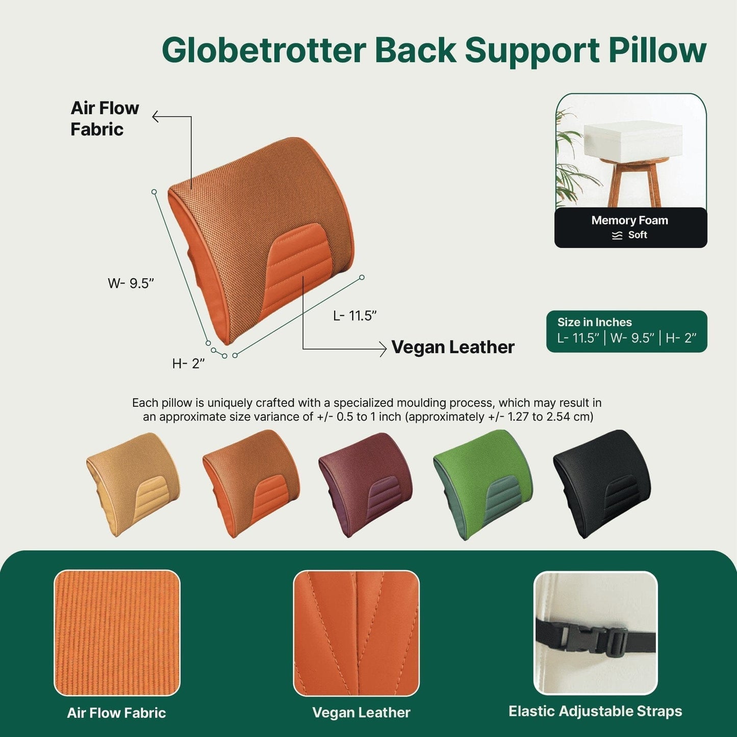 Globetrotter Back Support Pillow Travel Pillow The White Willow