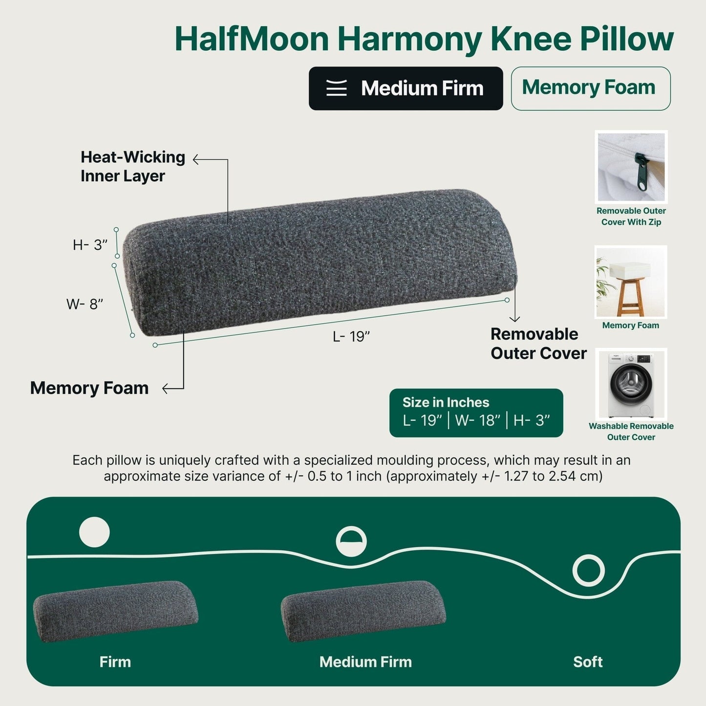 HalfMoon Harmony Knee Pillow Leg Support Pillow The White Willow