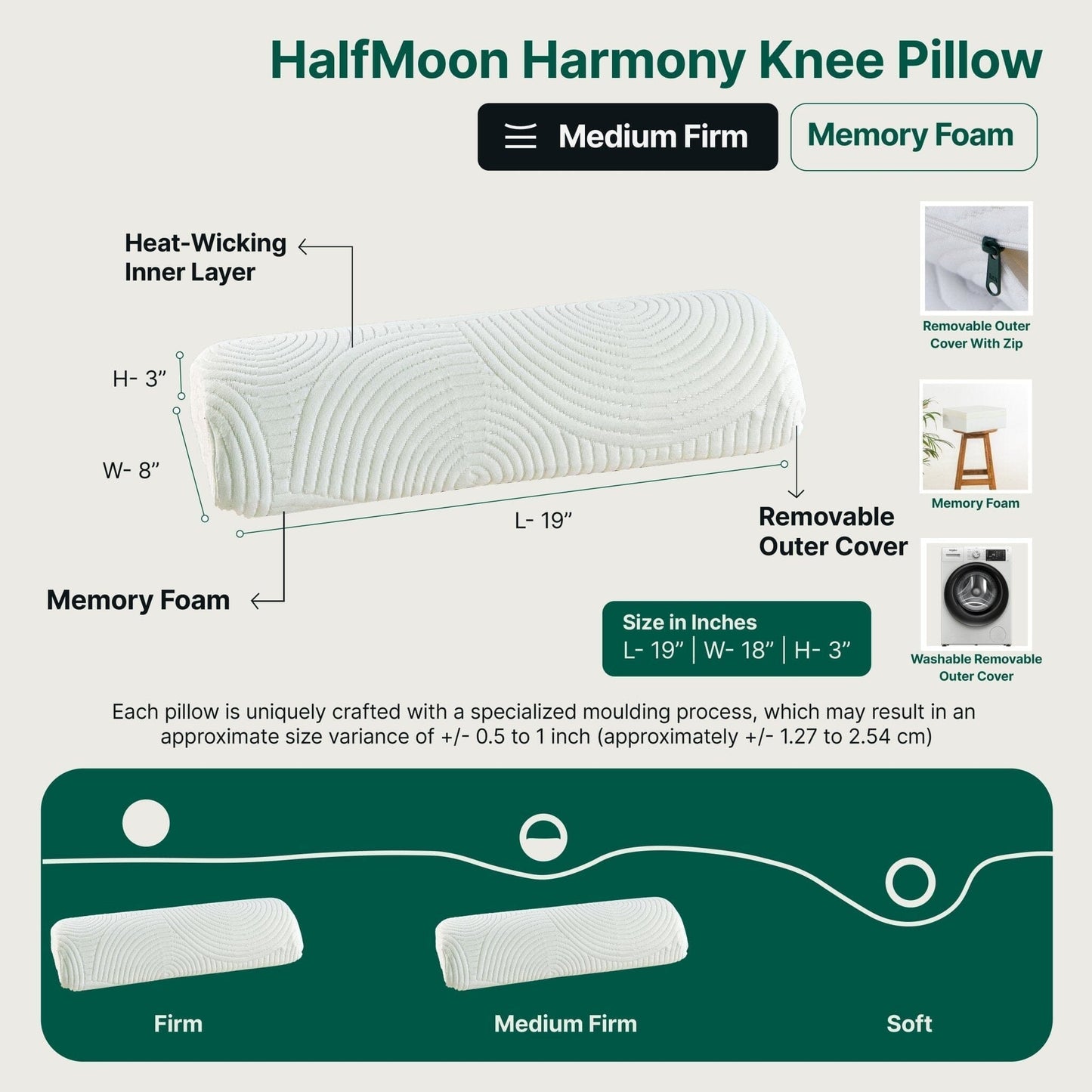 HalfMoon Harmony Knee Pillow Leg Support Pillow The White Willow