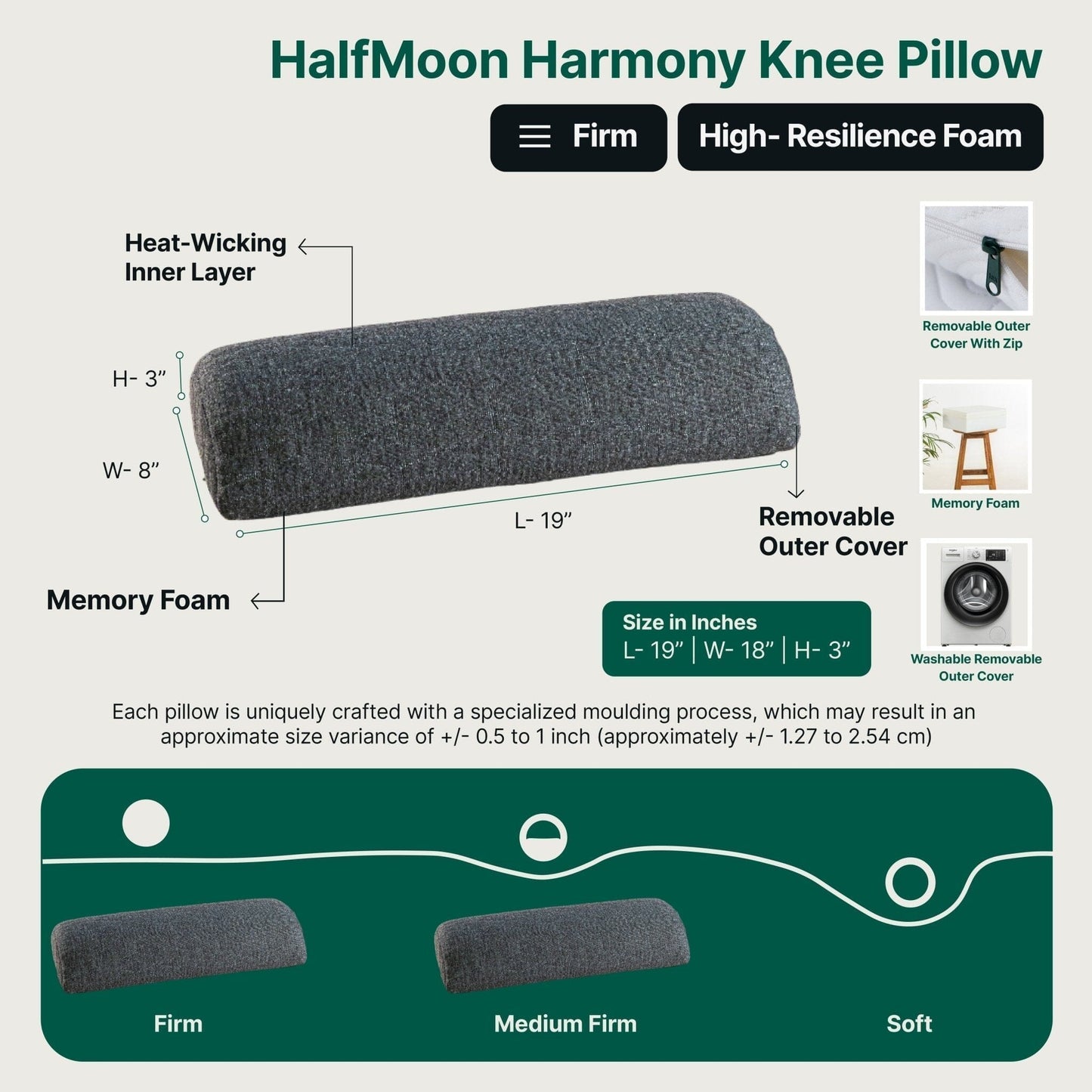 HalfMoon Harmony Knee Pillow Leg Support Pillow The White Willow
