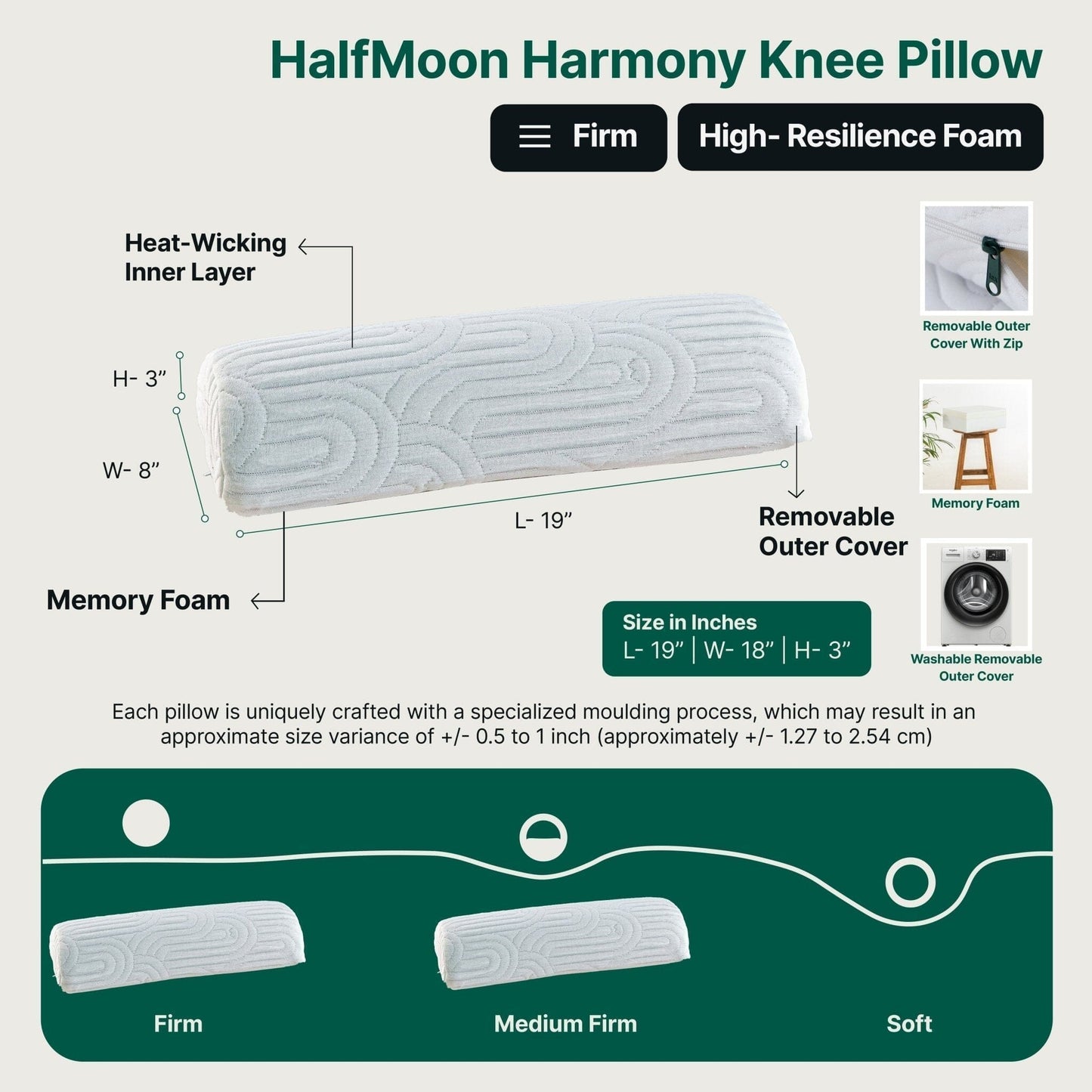 HalfMoon Harmony Knee Pillow Leg Support Pillow The White Willow