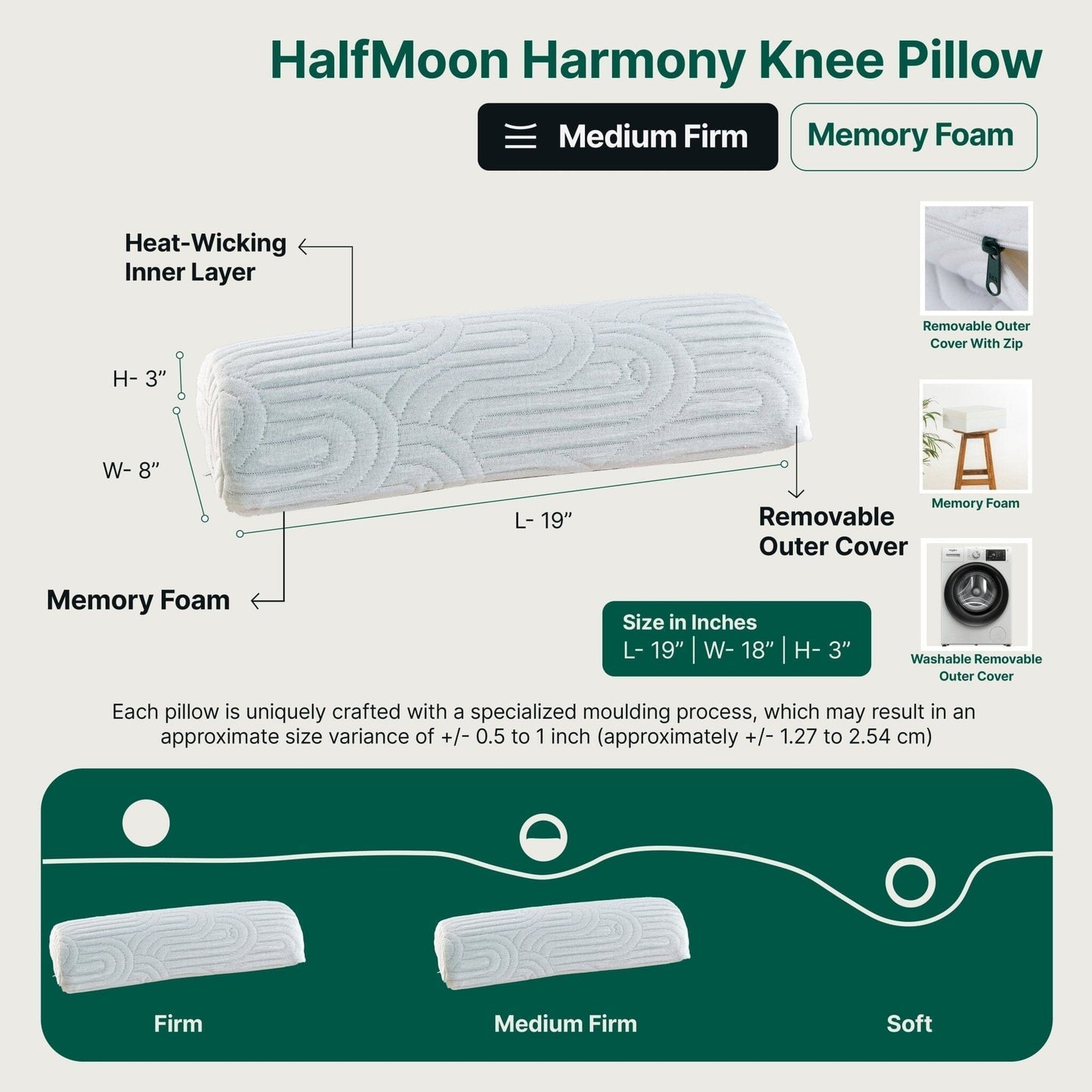 HalfMoon Harmony Knee Pillow Leg Support Pillow The White Willow