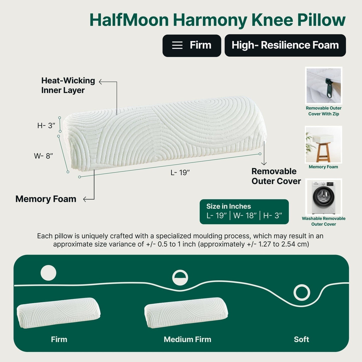 HalfMoon Harmony Knee Pillow Leg Support Pillow The White Willow