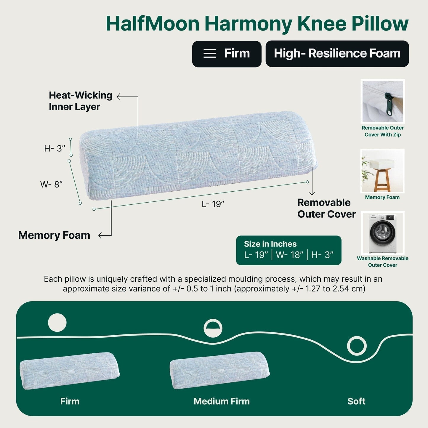HalfMoon Harmony Knee Pillow Leg Support Pillow The White Willow