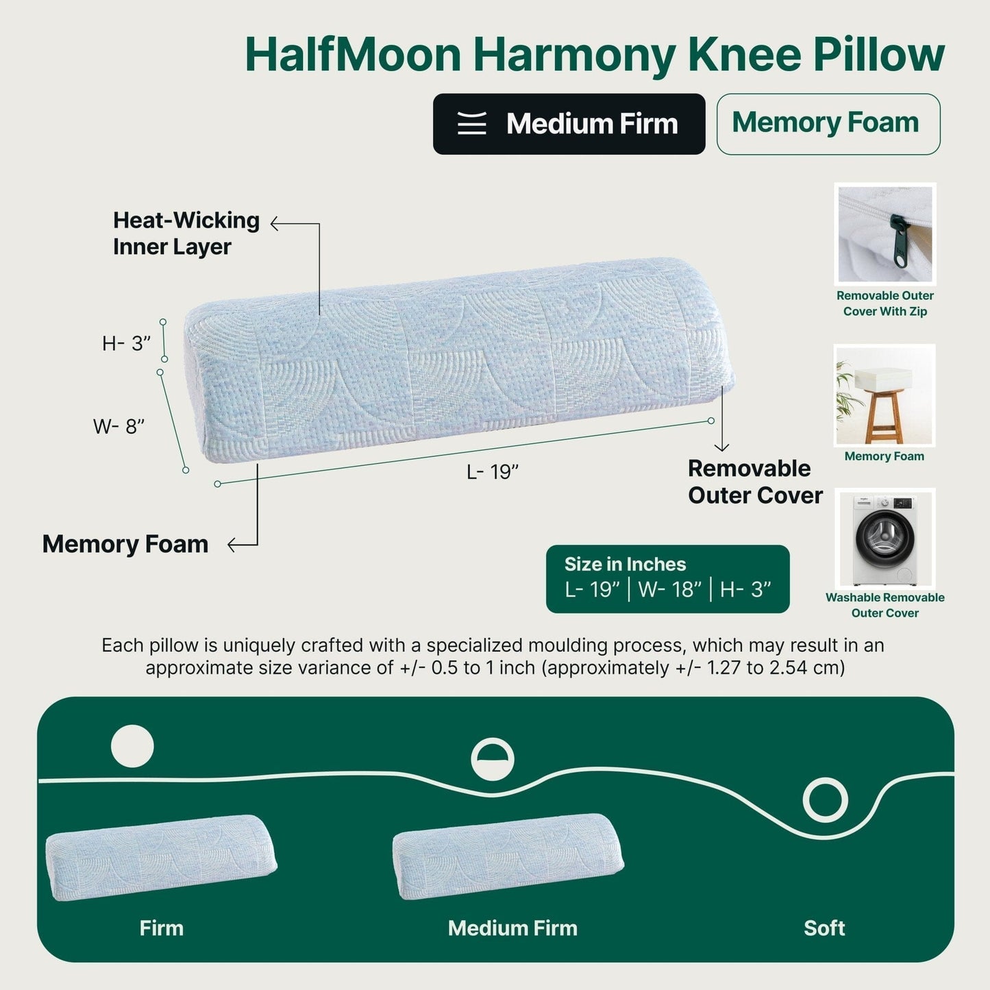 HalfMoon Harmony Knee Pillow Leg Support Pillow The White Willow
