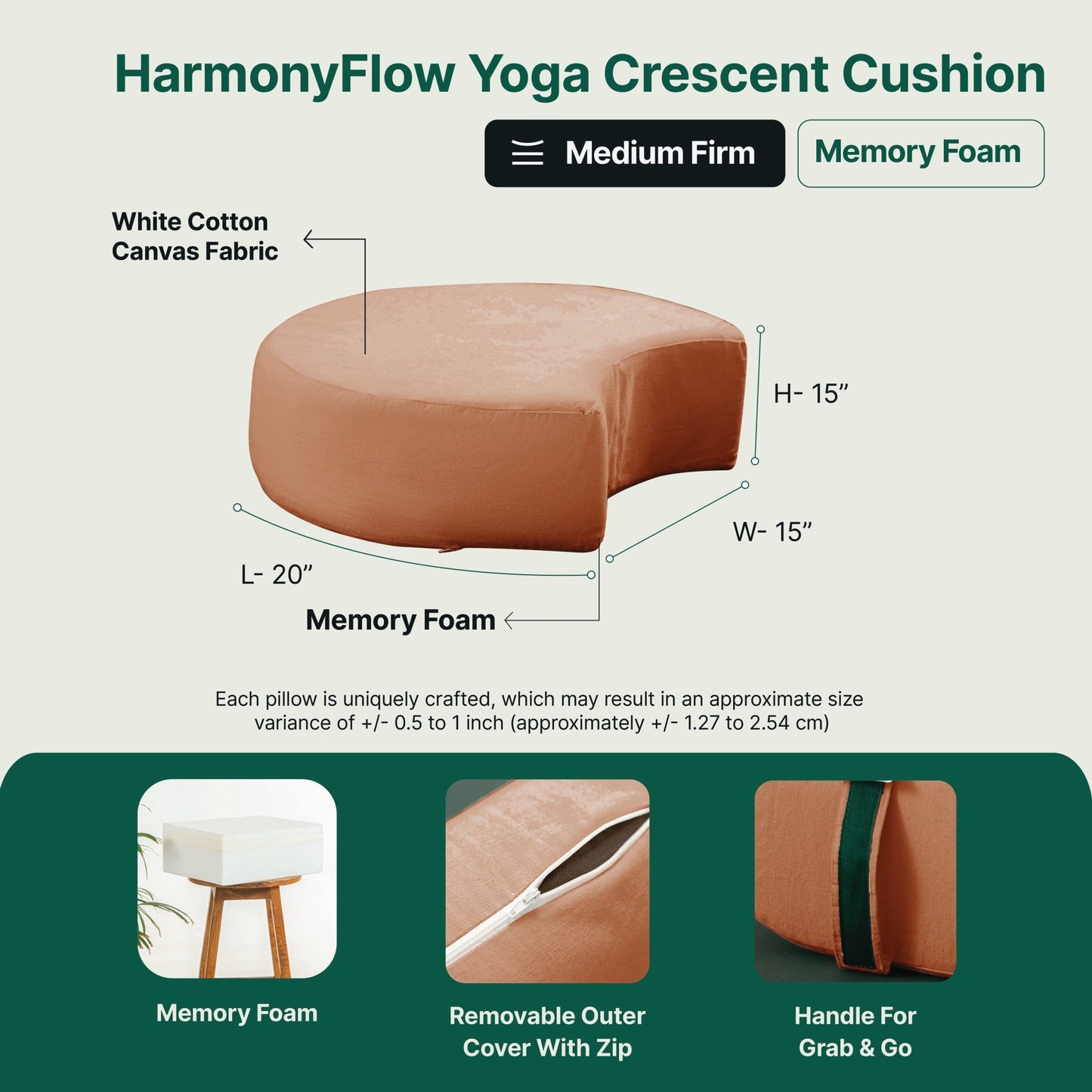 HarmonyFlow Yoga Crescent Seat Cushion - The White Willow