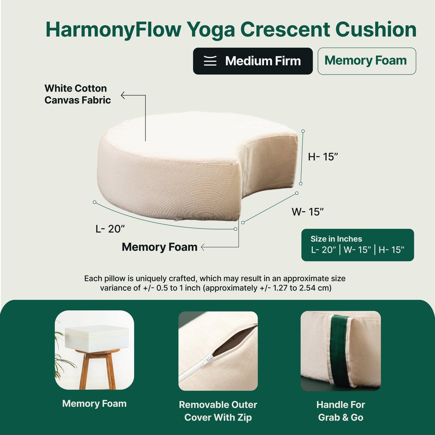 HarmonyFlow Yoga Crescent Seat Cushion - The White Willow