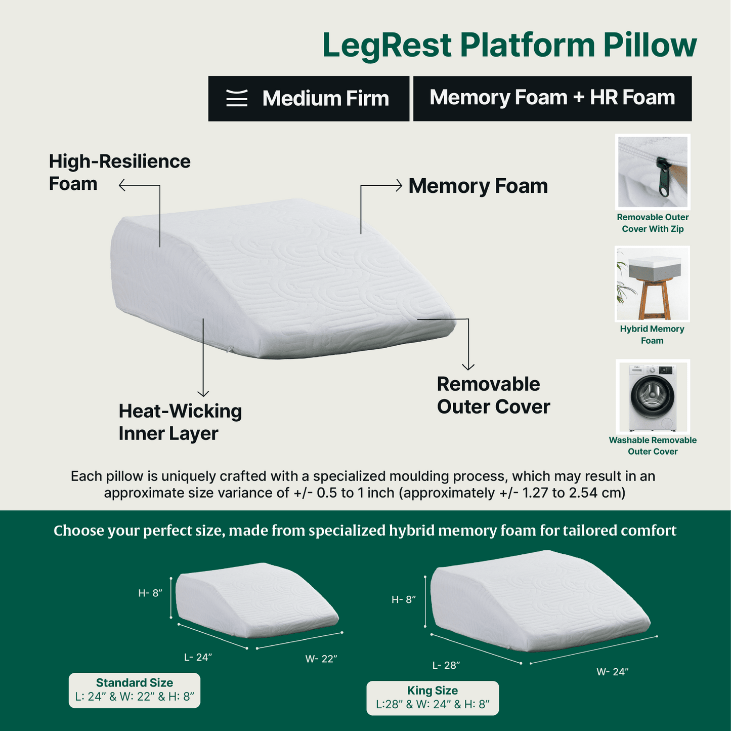 LegRest Platform Pillow Bed Wedge The White Willow