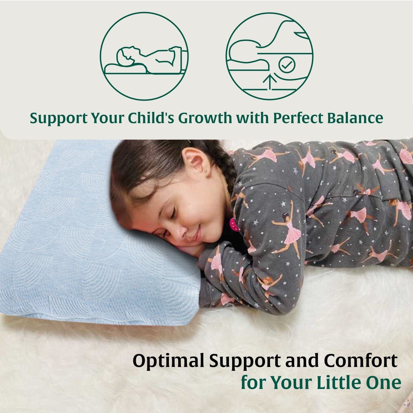 Little Dreamers-ThickSnooze Kids Memory Foam Pillow (10-13 Years) Baby-15 Years & Above-Pillow The White Willow
