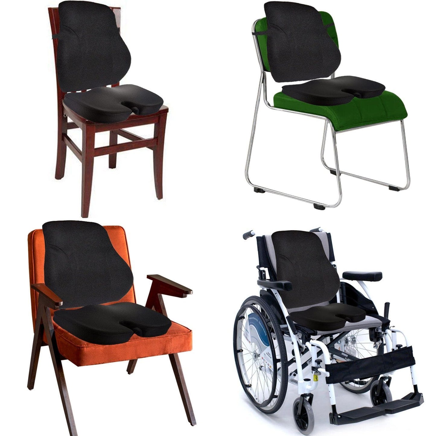 Maverick - Work From Home Combo - Memory Foam Lumbar Back Support & HR Foam Coccyx Tailbone Support Seat Cushion - Medium Firm Combo-Back-Seat The White Willow