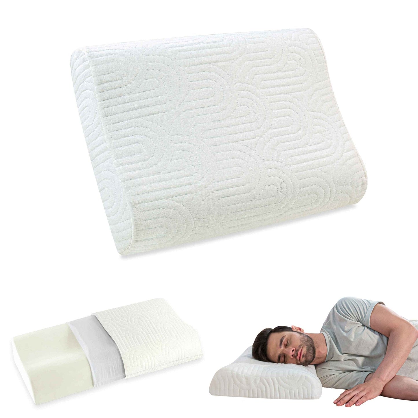Noblo - Memory Foam Cervical Pillow - Contour - Medium Firm Contour Pillow The White Willow Creamy Calm