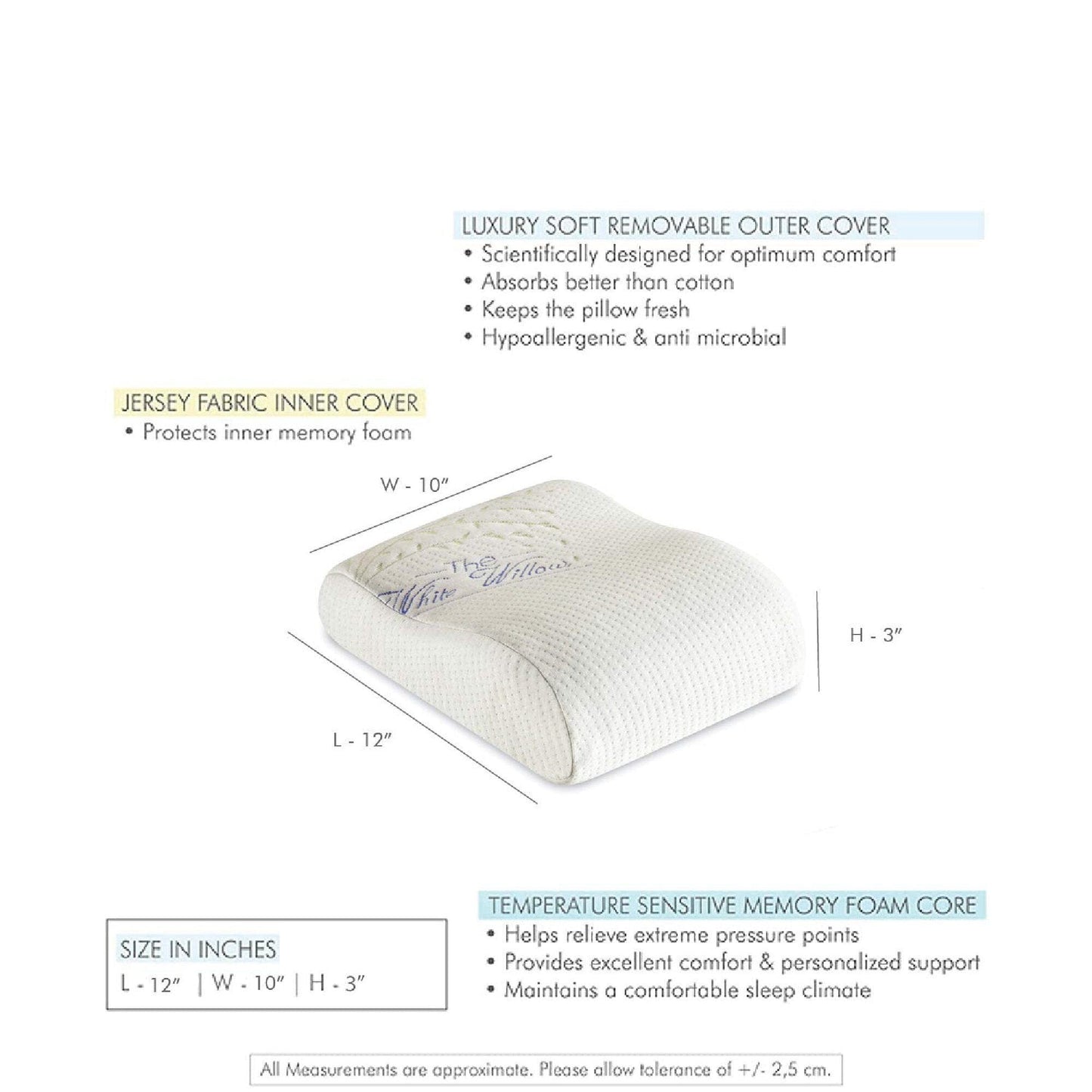 Notus - Memory foam Small Contour Travel Pillow - Medium Firm Travel Pillow The White Willow