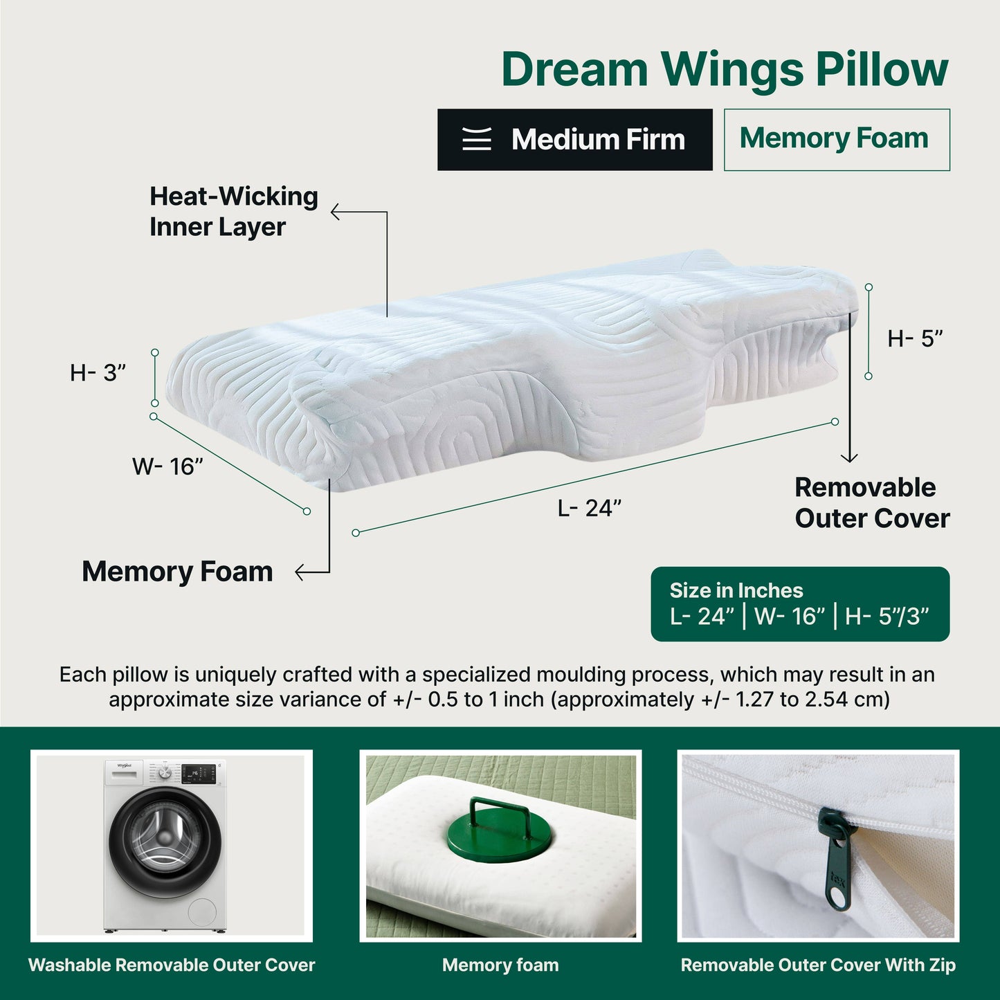 Oak - Memory Foam Neck Pillow - Butterfly - Medium Firm Contour Pillow The White Willow