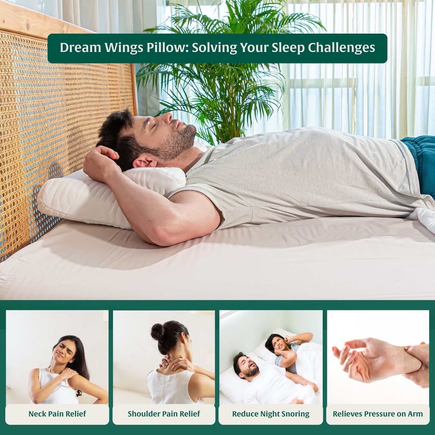 Oak - Memory Foam Neck Pillow - Butterfly - Medium Firm Contour Pillow The White Willow