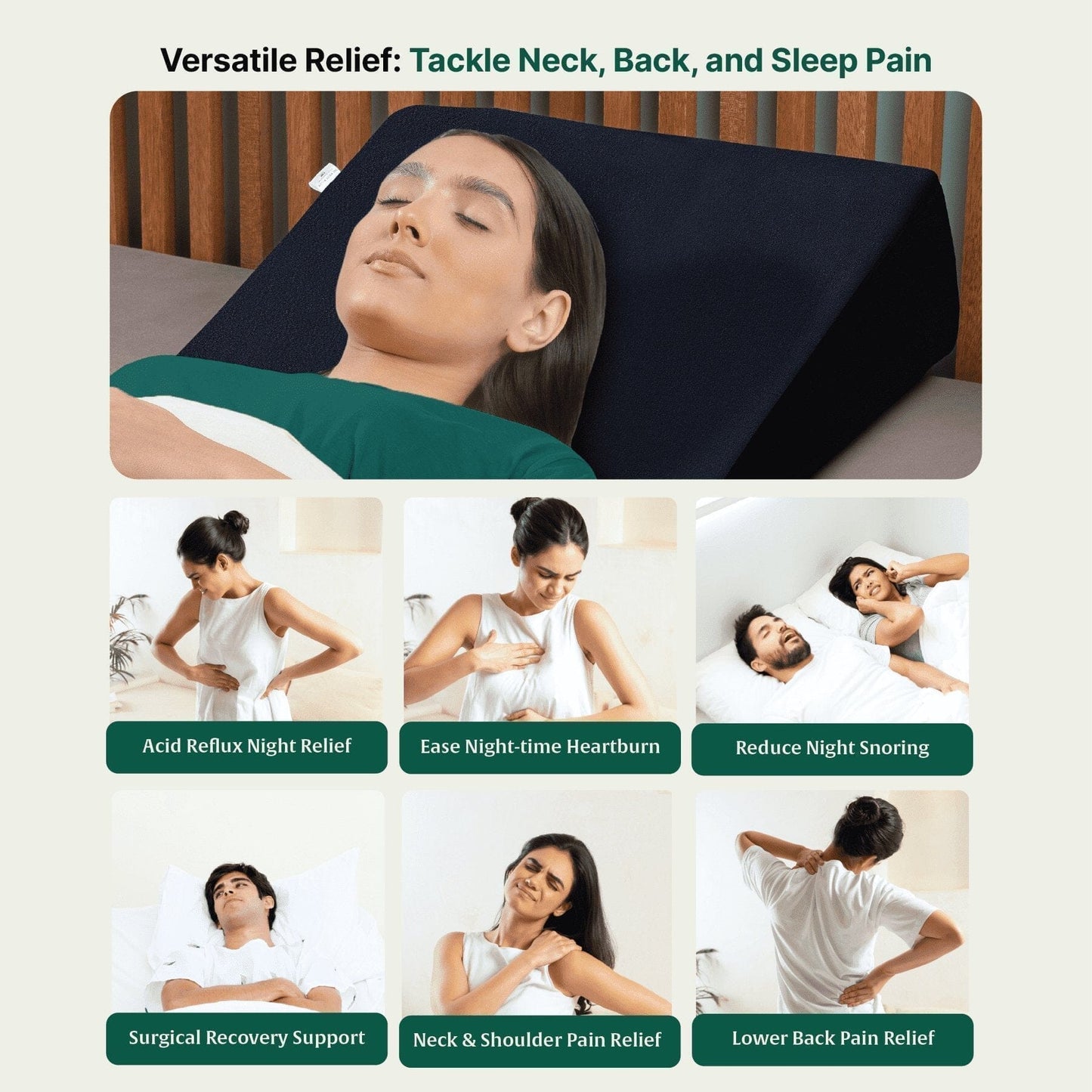 Original Cooling Gel Memory Foam & HR Foam Wedge Pillow - Medium Firm Bed Wedge The White Willow
