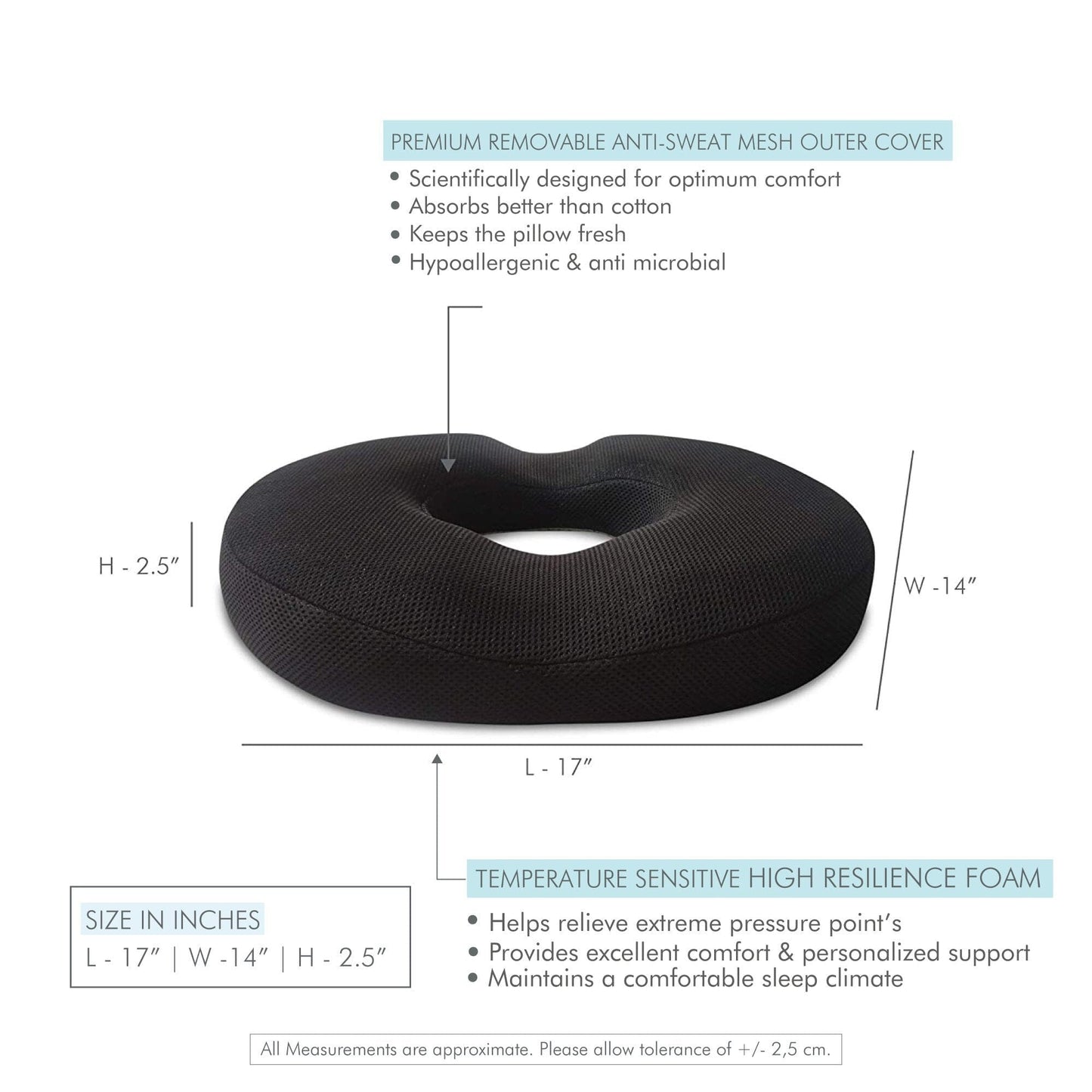 Perch - Work From Home Combo - HR Foam Lumbar Backrest Pillow & Donut Shaped Seat Cushion - Medium Firm Combo-Back-Seat The White Willow