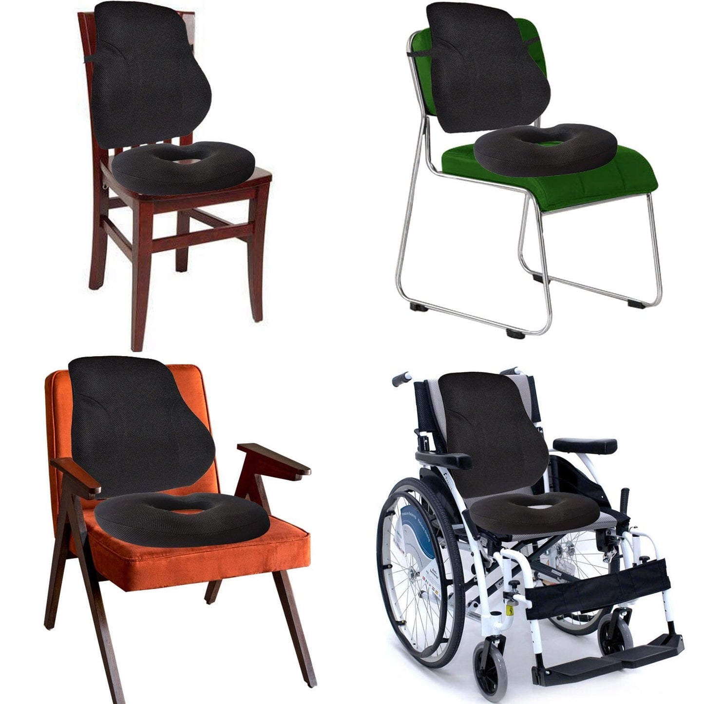 Perch - Work From Home Combo - HR Foam Lumbar Backrest Pillow & Donut Shaped Seat Cushion - Medium Firm Combo-Back-Seat The White Willow