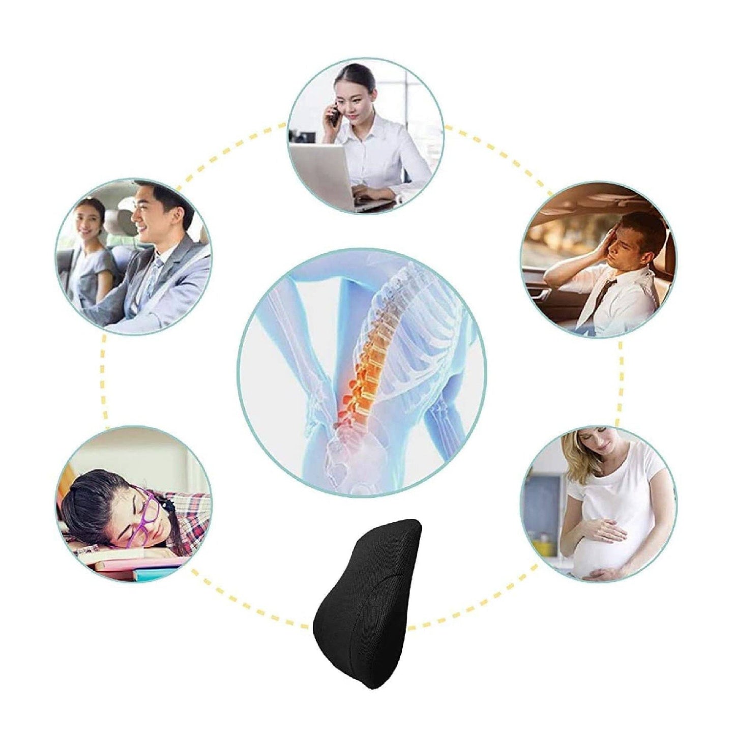 Perch - Work From Home Combo - HR Foam Lumbar Backrest Pillow & Donut Shaped Seat Cushion - Medium Firm Combo-Back-Seat The White Willow