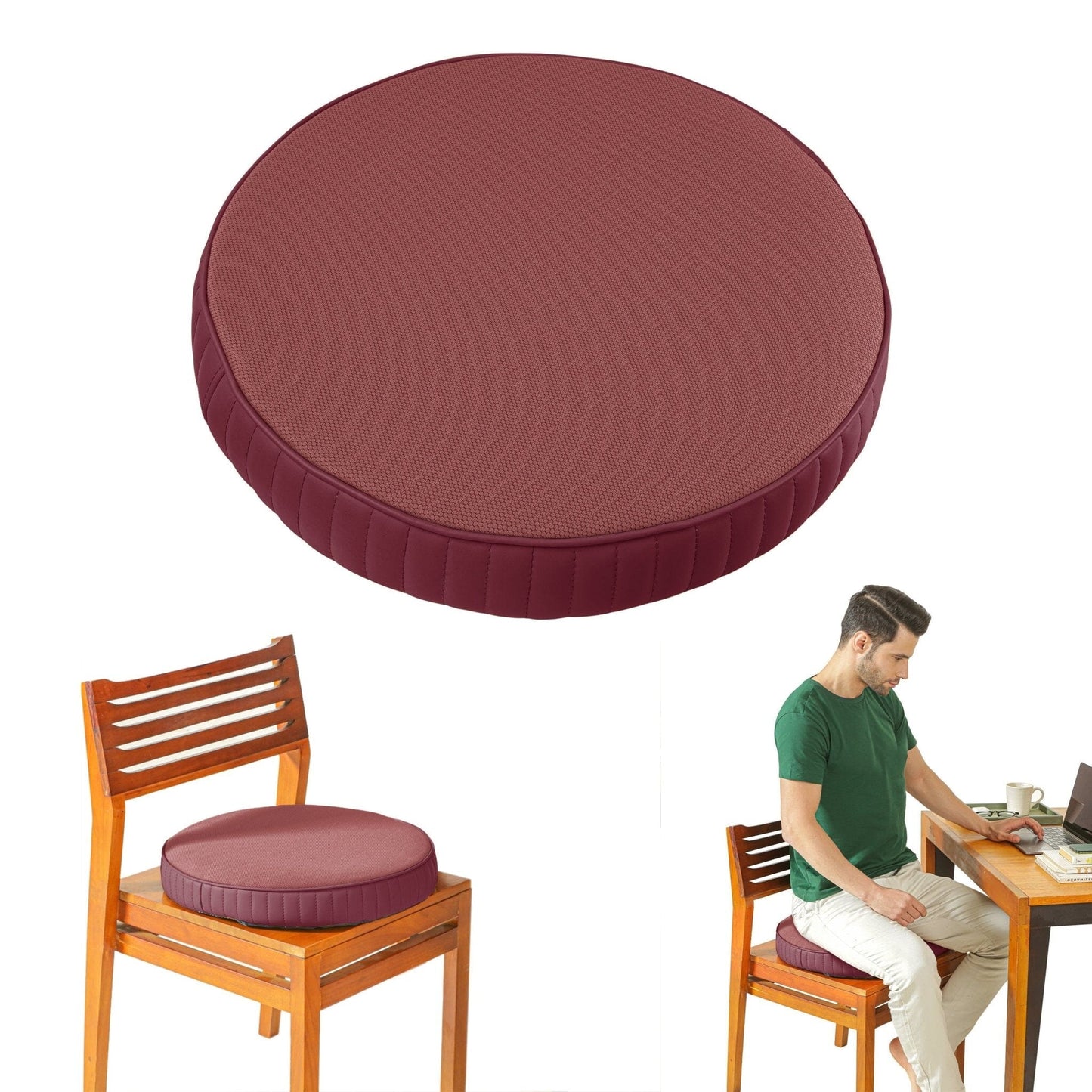 PoshRest Round Seat Pads Seat Cushion The White Willow 16 inch x 16 inch x 3 inch 1 Berry