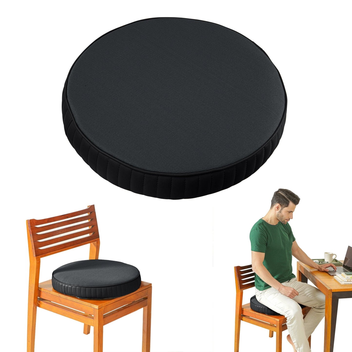 PoshRest Round Seat Pads Seat Cushion The White Willow 16 inch x 16 inch x 3 inch 1 Midnight